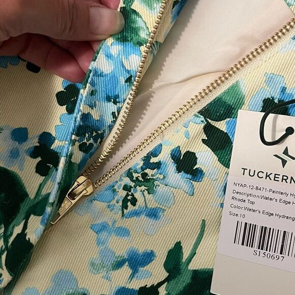 TUCKERNUCK Water's Edge Hydrangea Rhoda Tunic Top Size 10 Yellow Blue NEW Garden - Picture 10 of 14